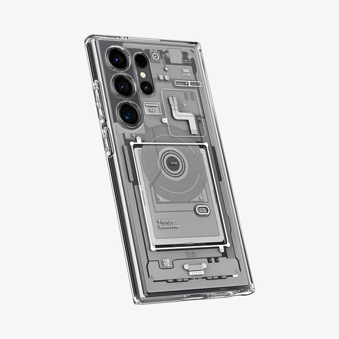 ACS07294 - Galaxy S24 Ultra Case Ultra Hybrid Zero One in Zero One White showing the back